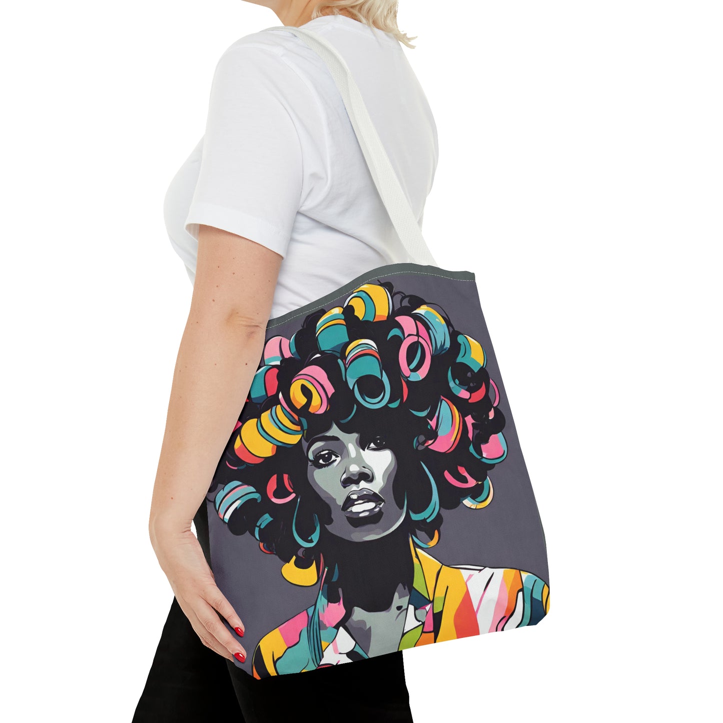 Lady with Hair Curlers Tote Bag