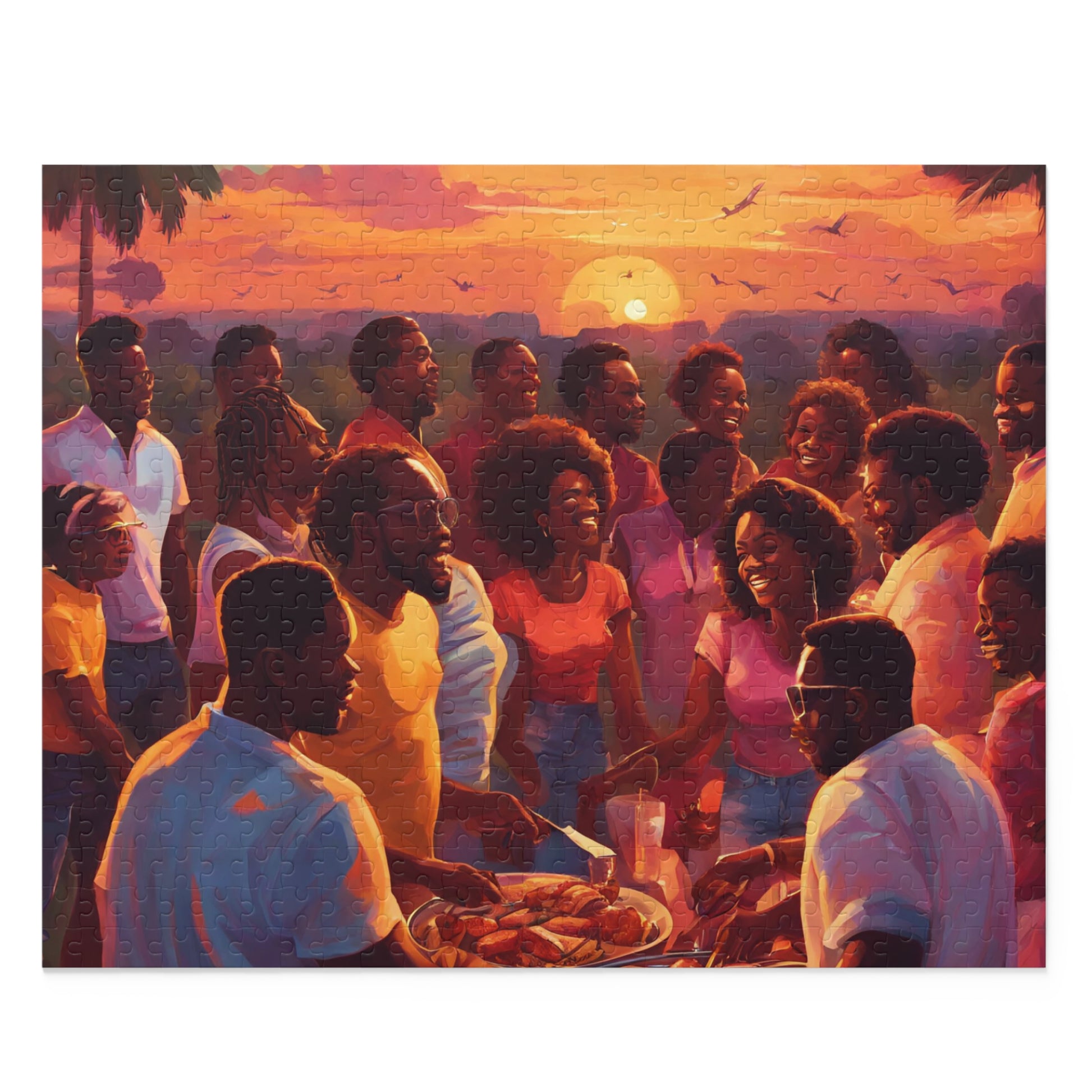 Colorful black family BBQ Puzzle - TSHIRTLA20