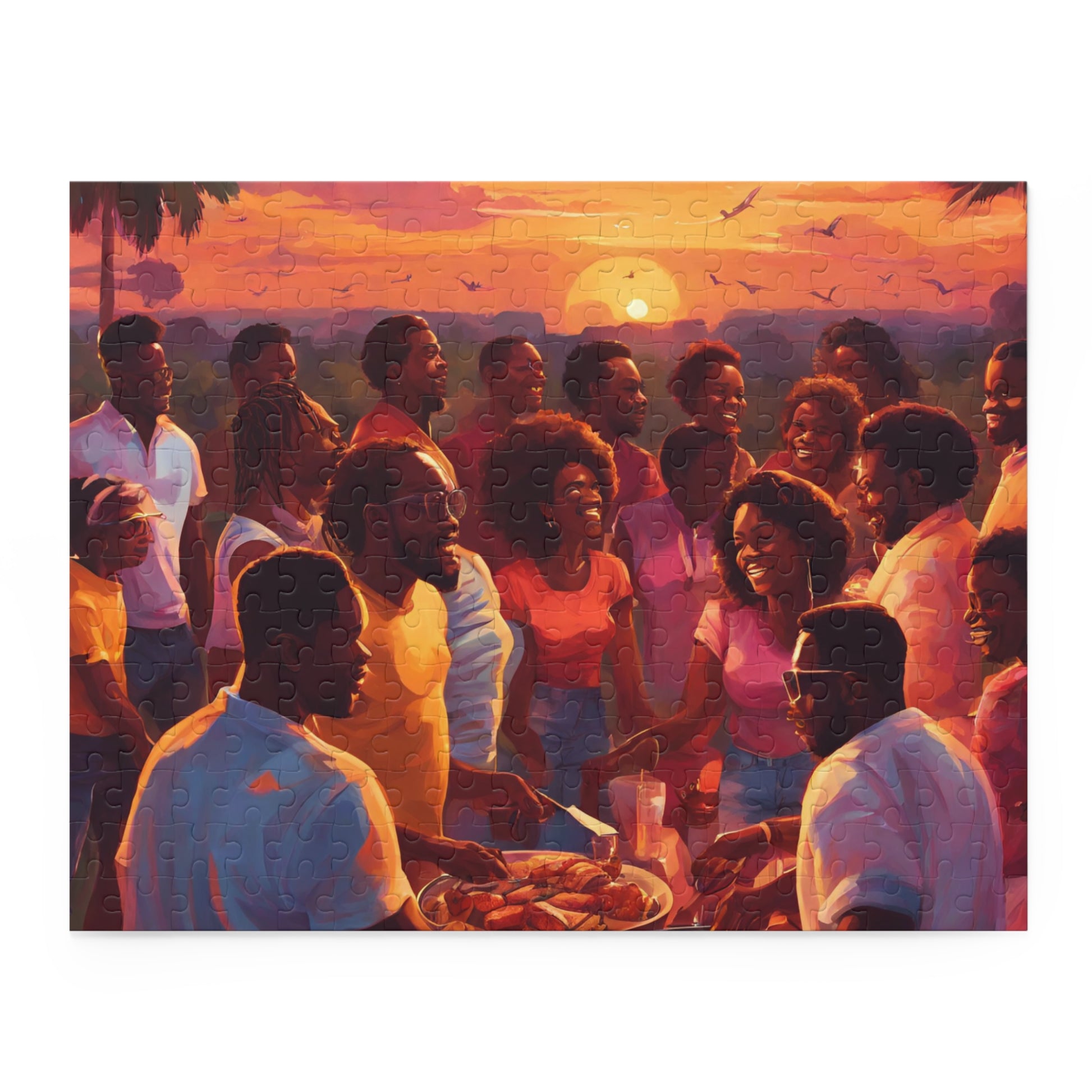 Colorful black family BBQ Puzzle - TSHIRTLA20