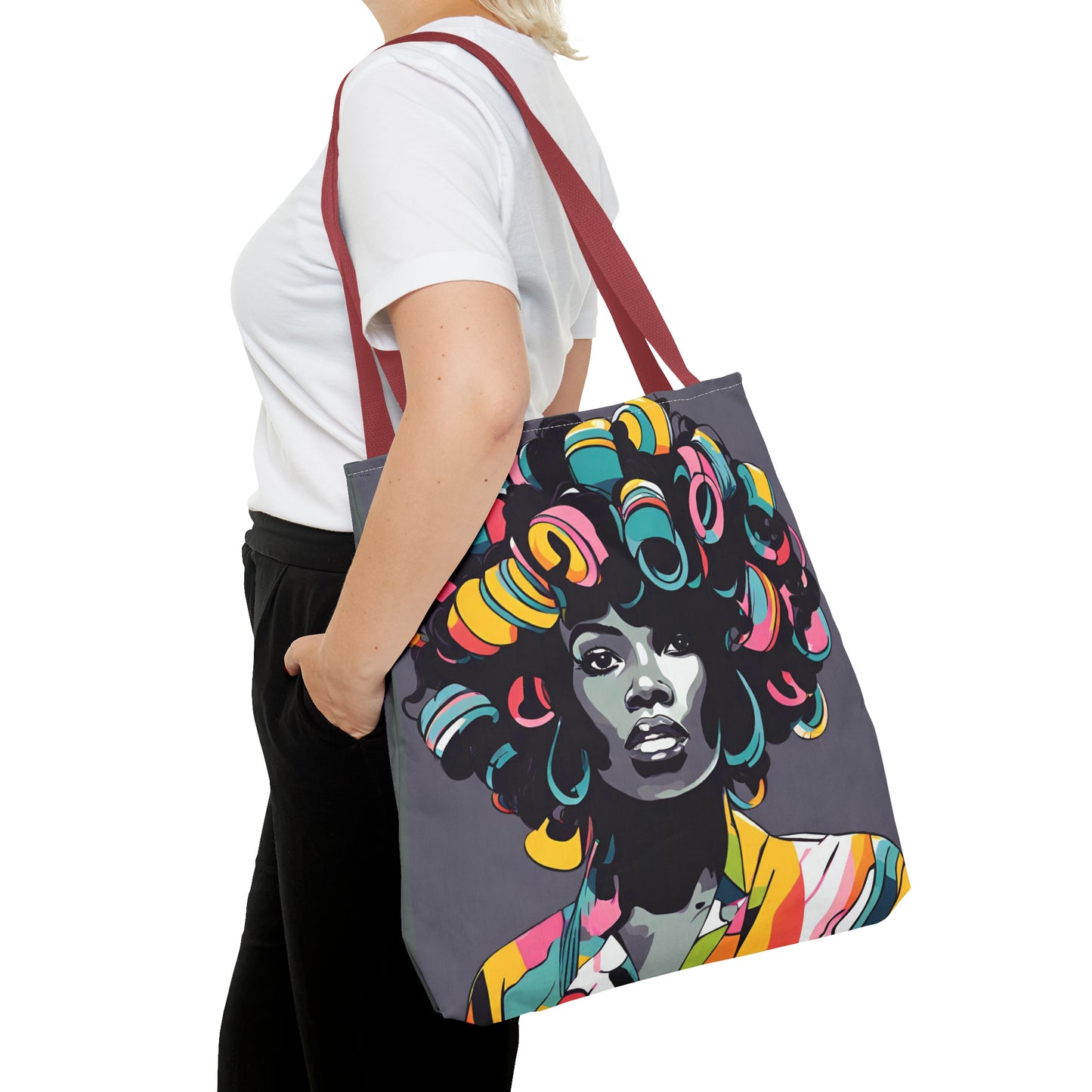 Lady with Hair Curlers Tote Bag