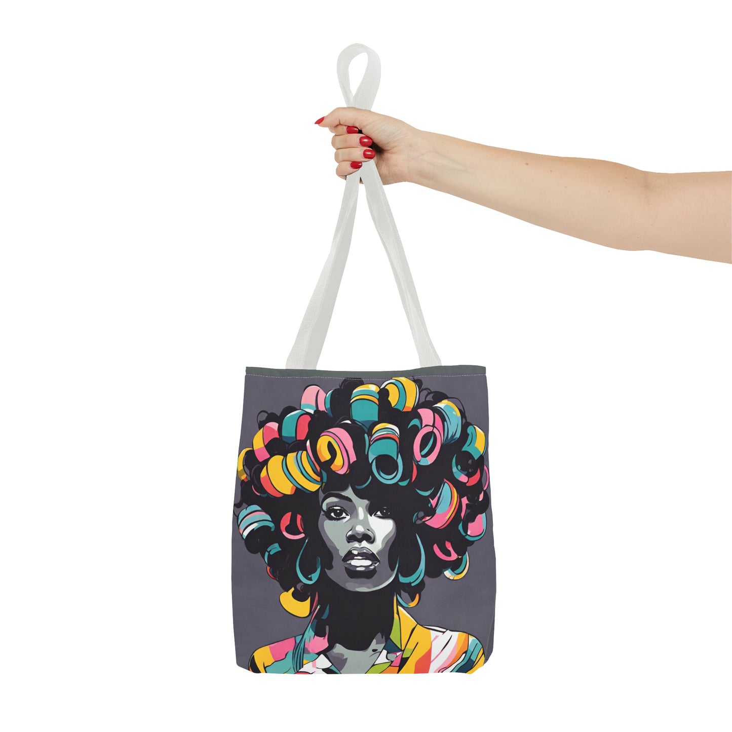 Lady with Hair Curlers Tote Bag