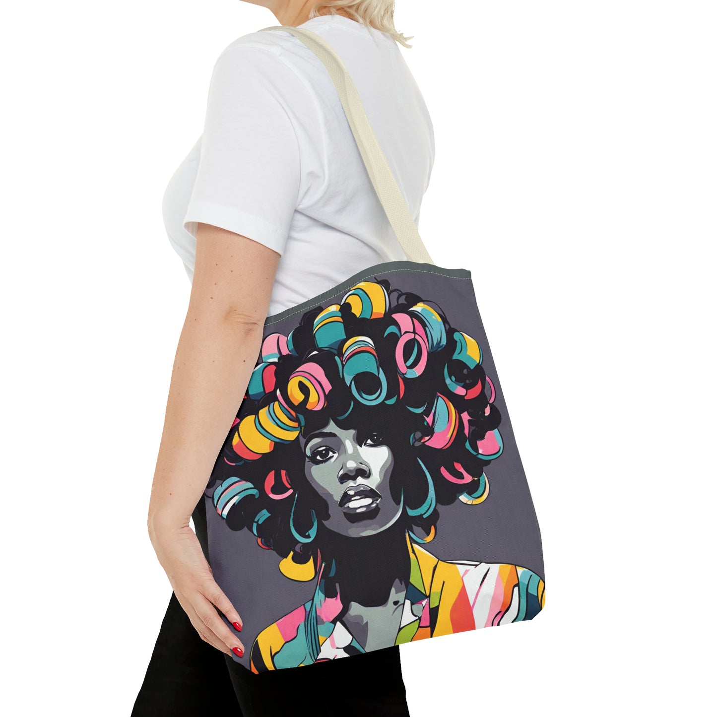 Lady with Hair Curlers Tote Bag