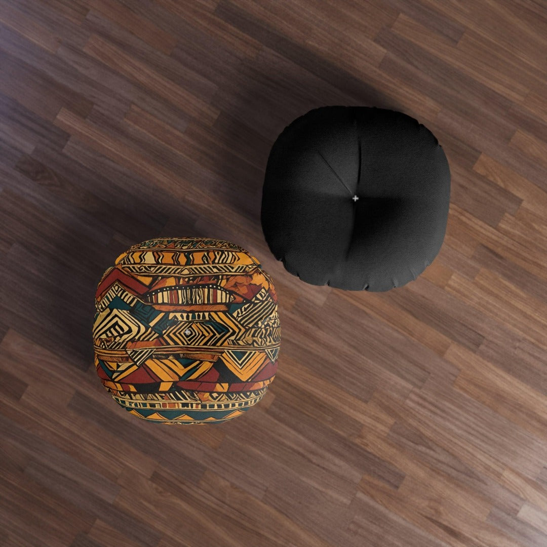 African tribal print Tufted Floor Pillow, Round - TSHIRTLA20