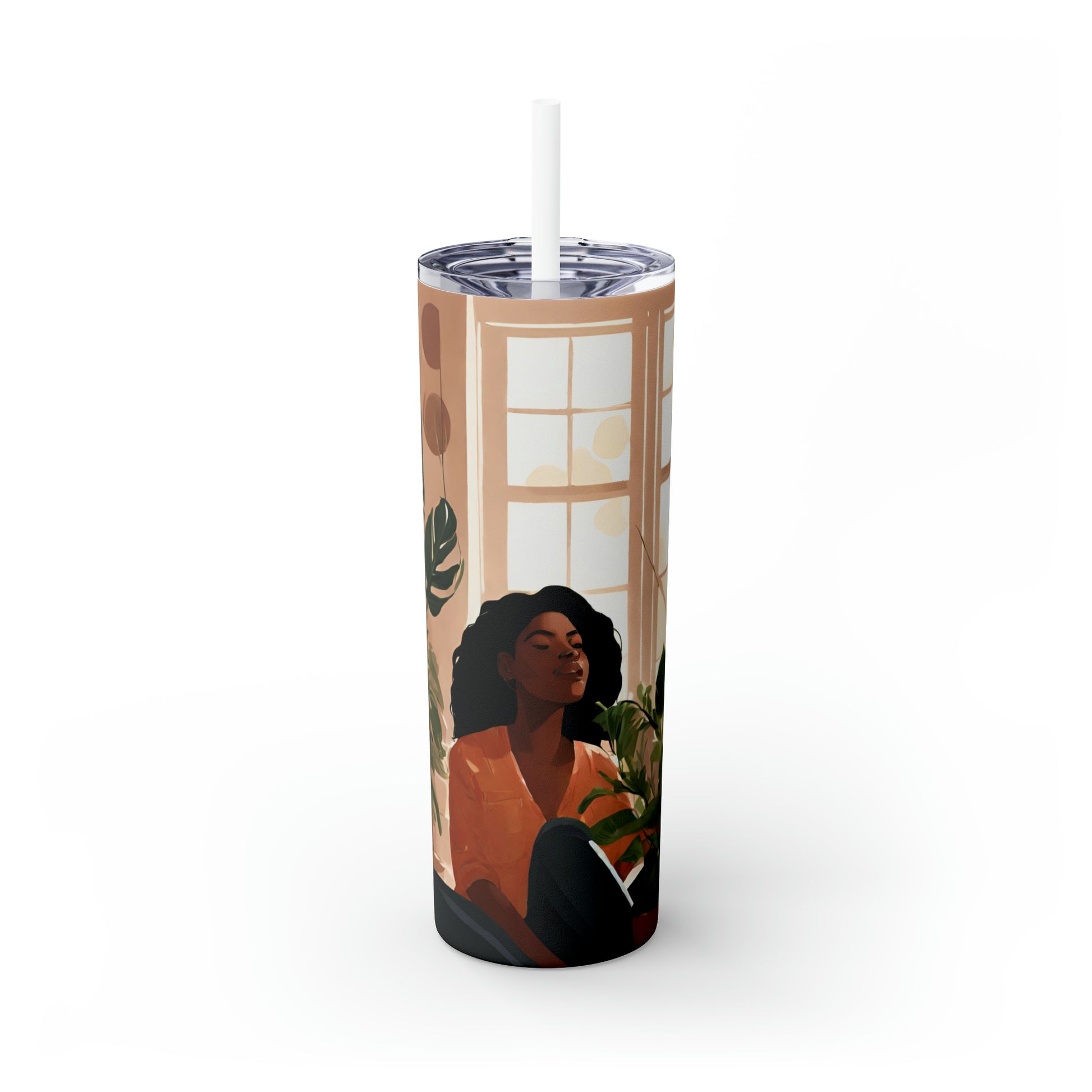 Black Girl in plant room 20oz Skinny Tumbler - TSHIRTLA20