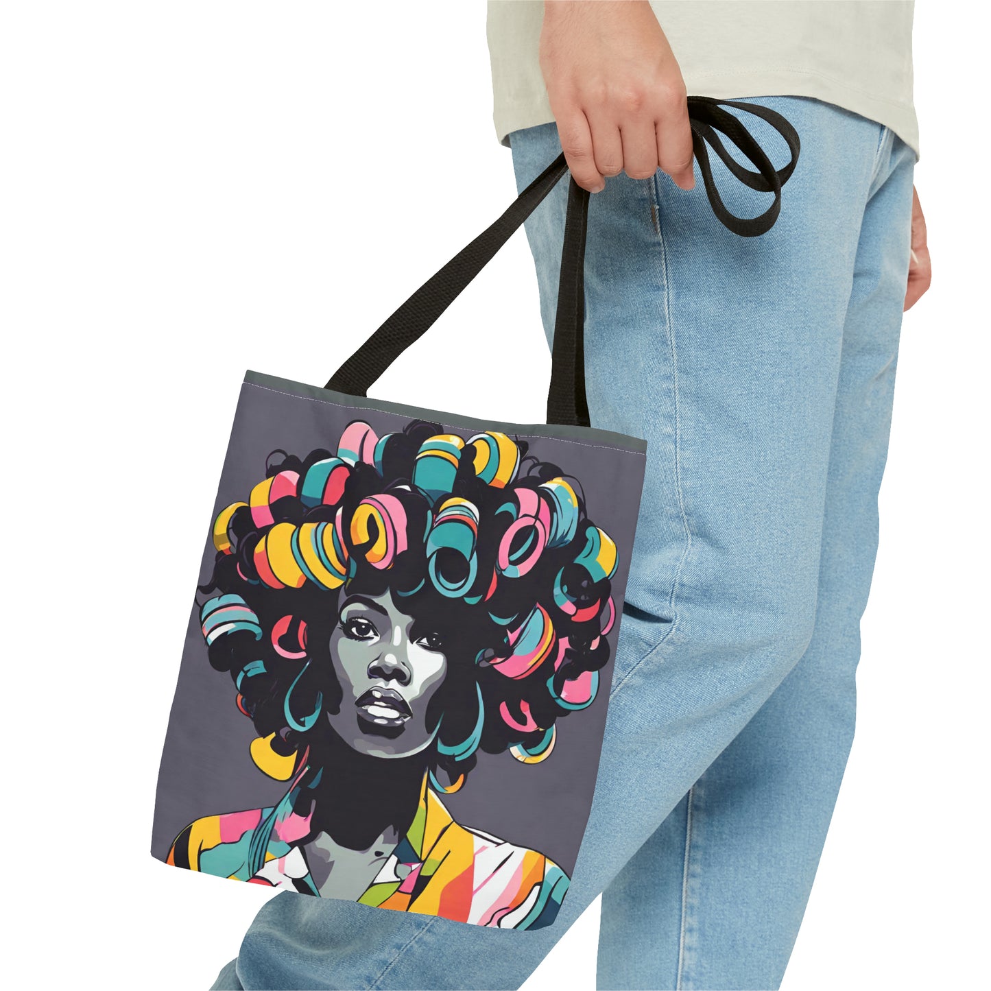 Lady with Hair Curlers Tote Bag