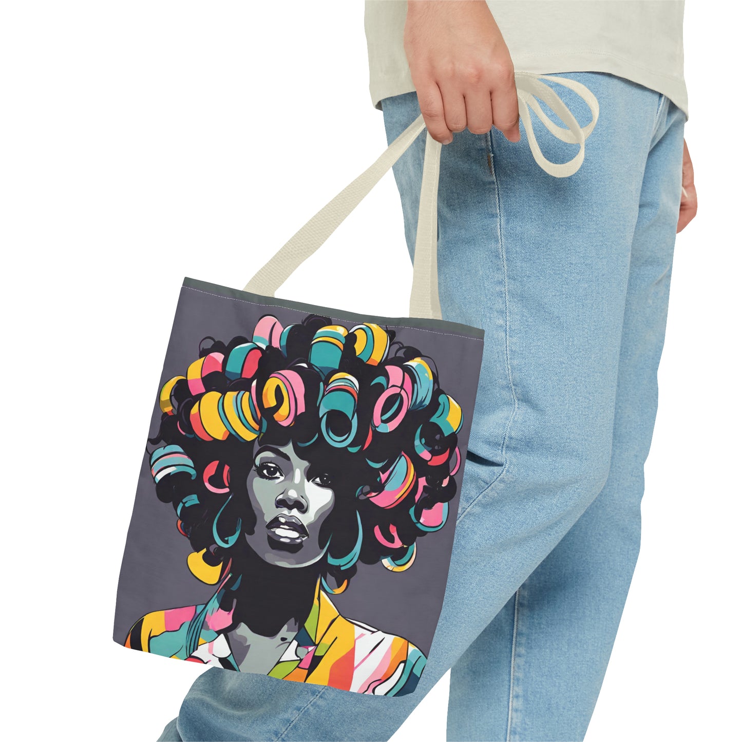 Lady with Hair Curlers Tote Bag