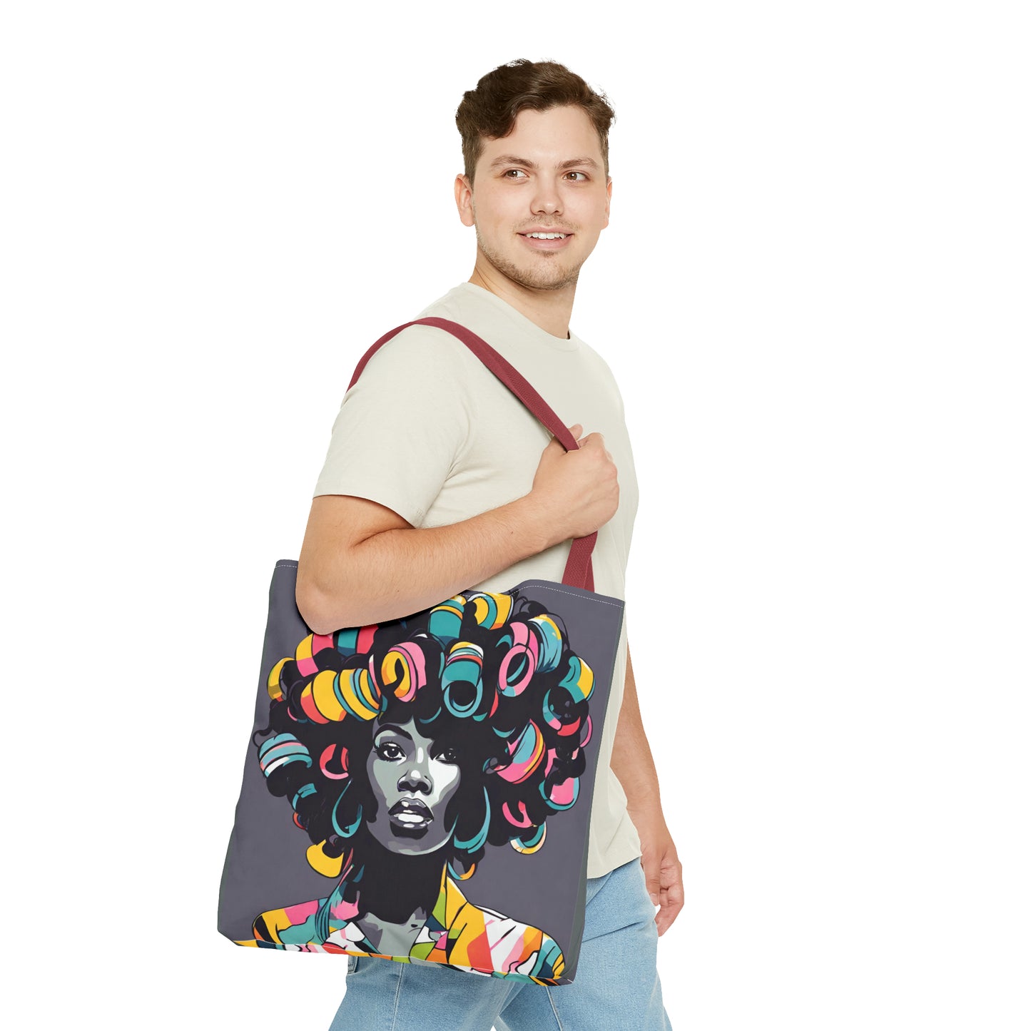 Lady with Hair Curlers Tote Bag