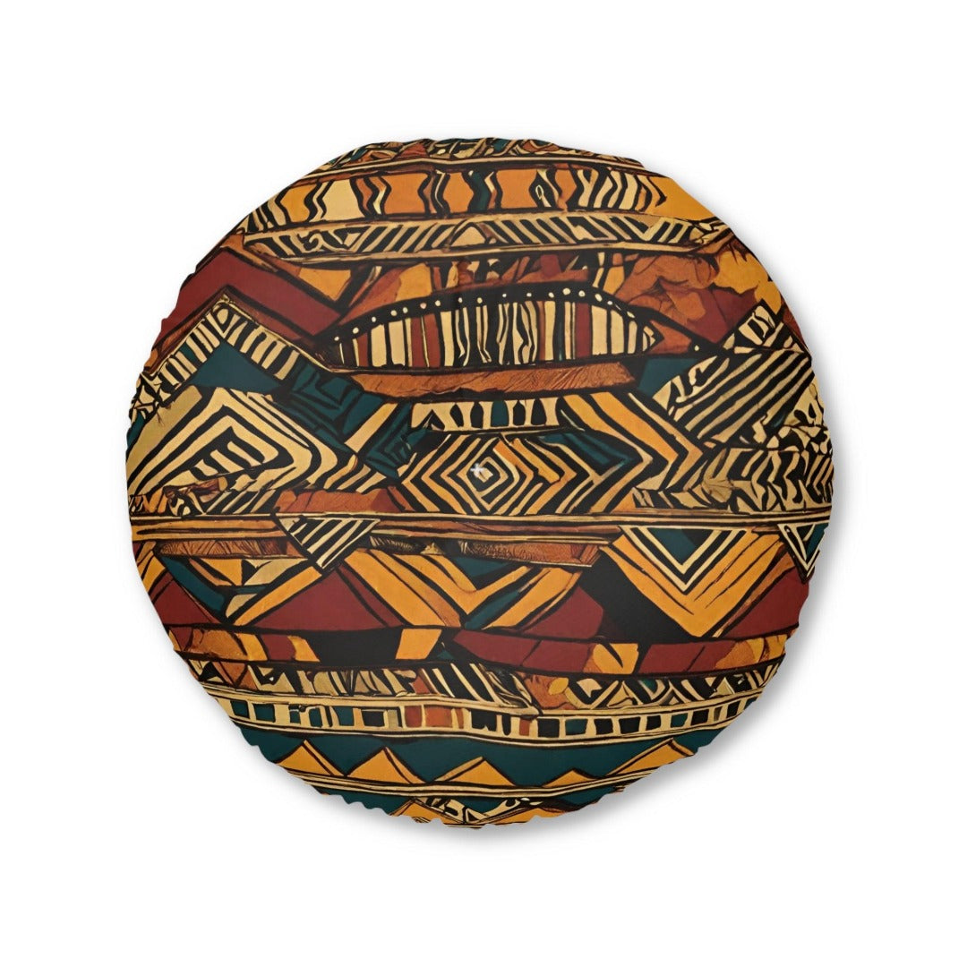 African tribal print Tufted Floor Pillow, Round - TSHIRTLA20