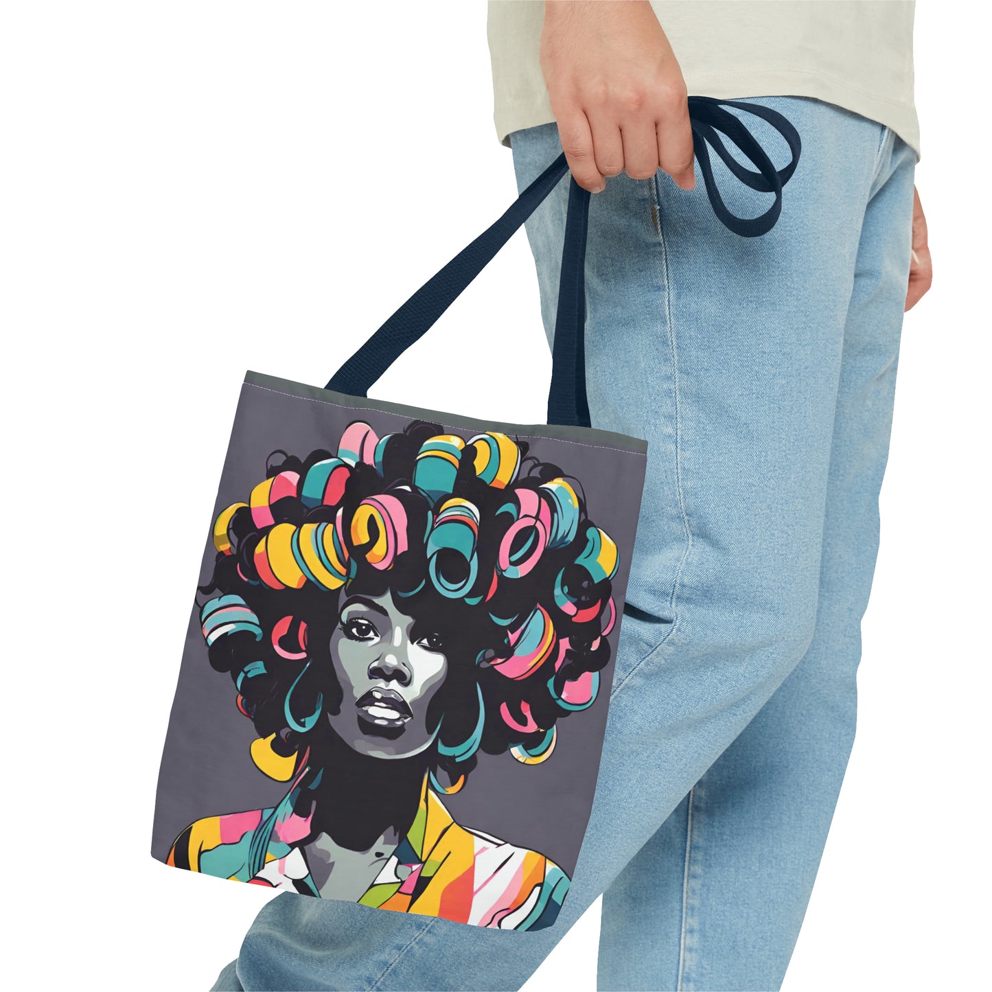 Lady with Hair Curlers Tote Bag