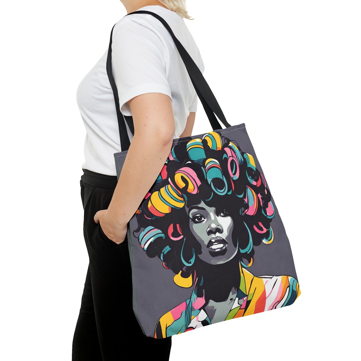 Lady with Hair Curlers Tote Bag