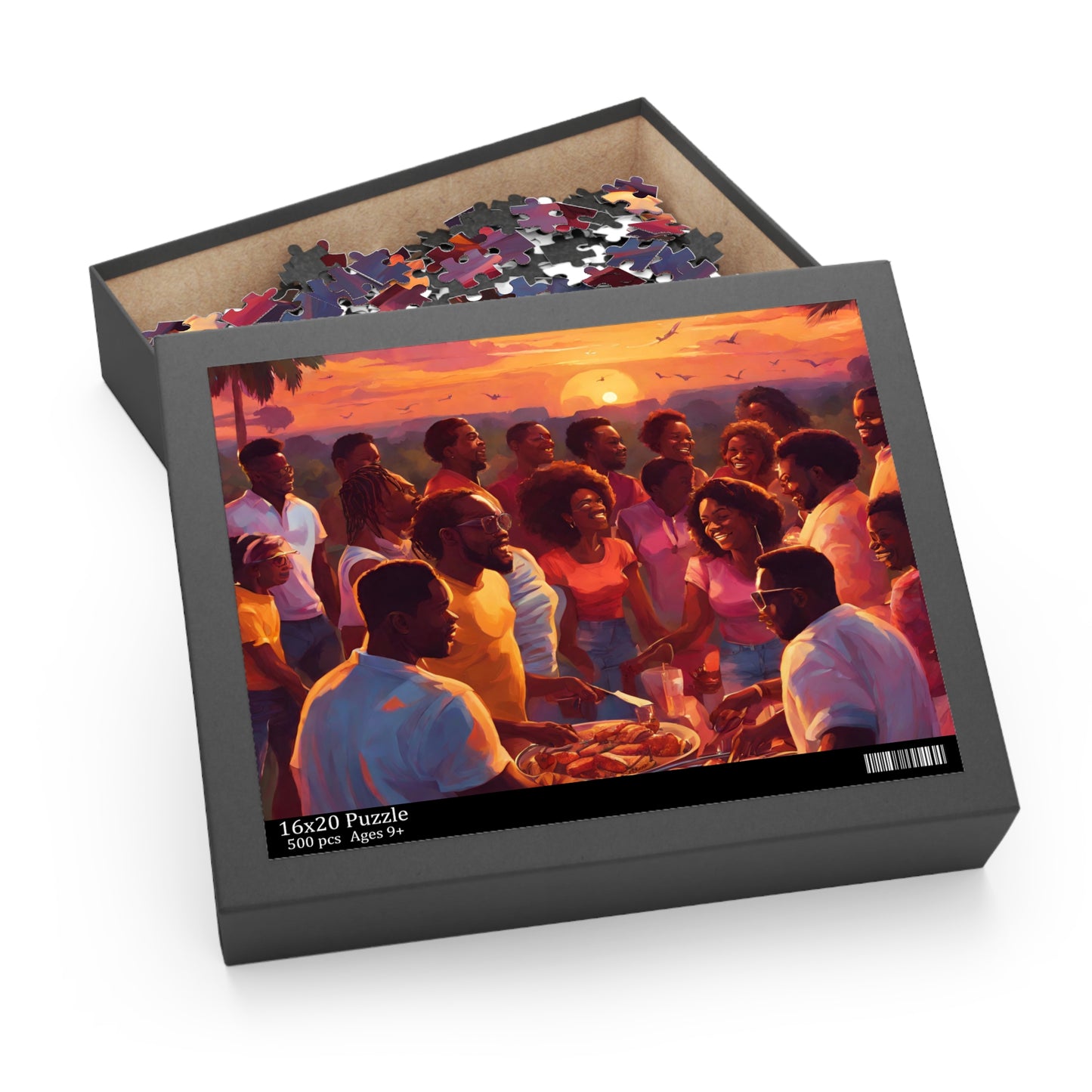 Colorful black family BBQ Puzzle - TSHIRTLA20