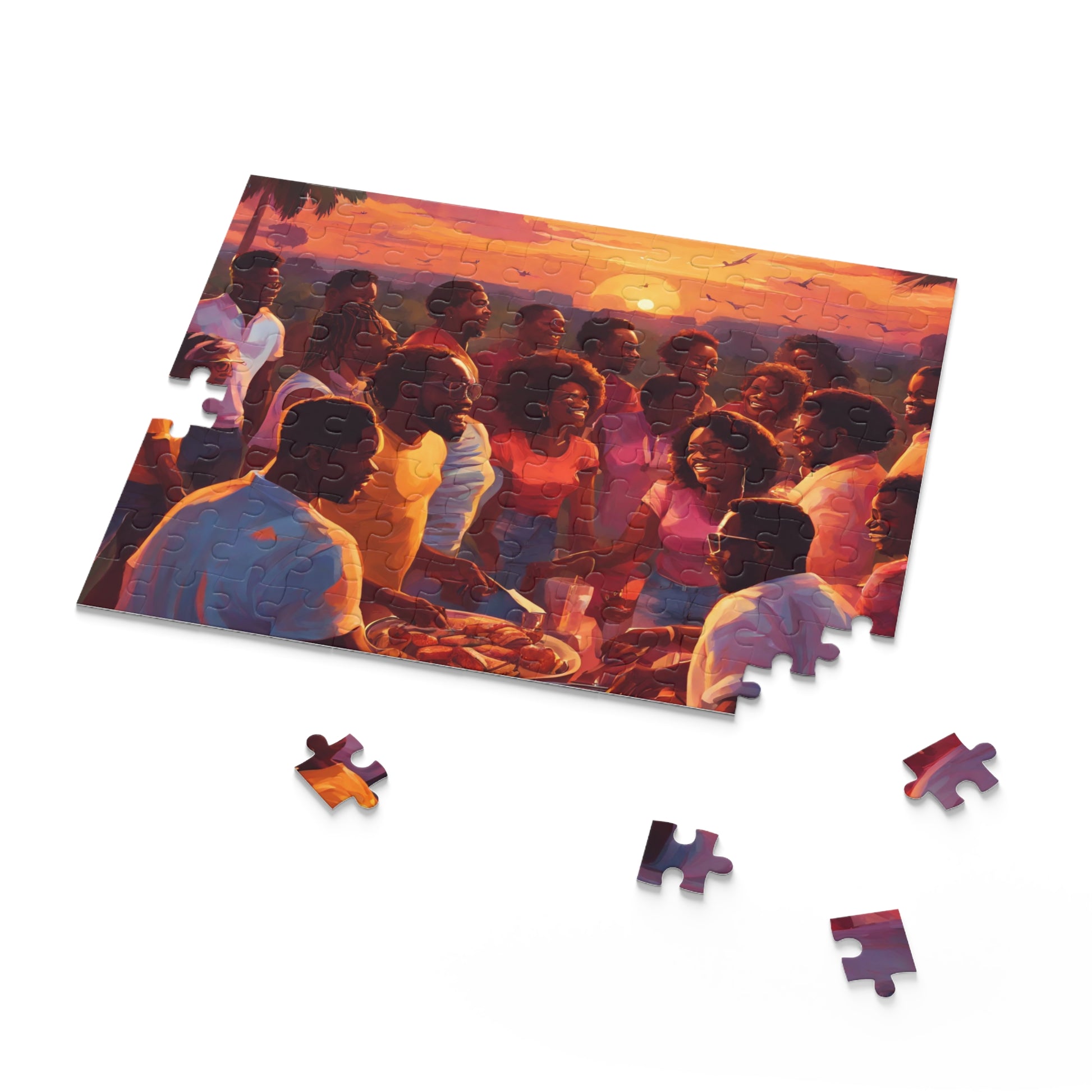 Colorful black family BBQ Puzzle - TSHIRTLA20