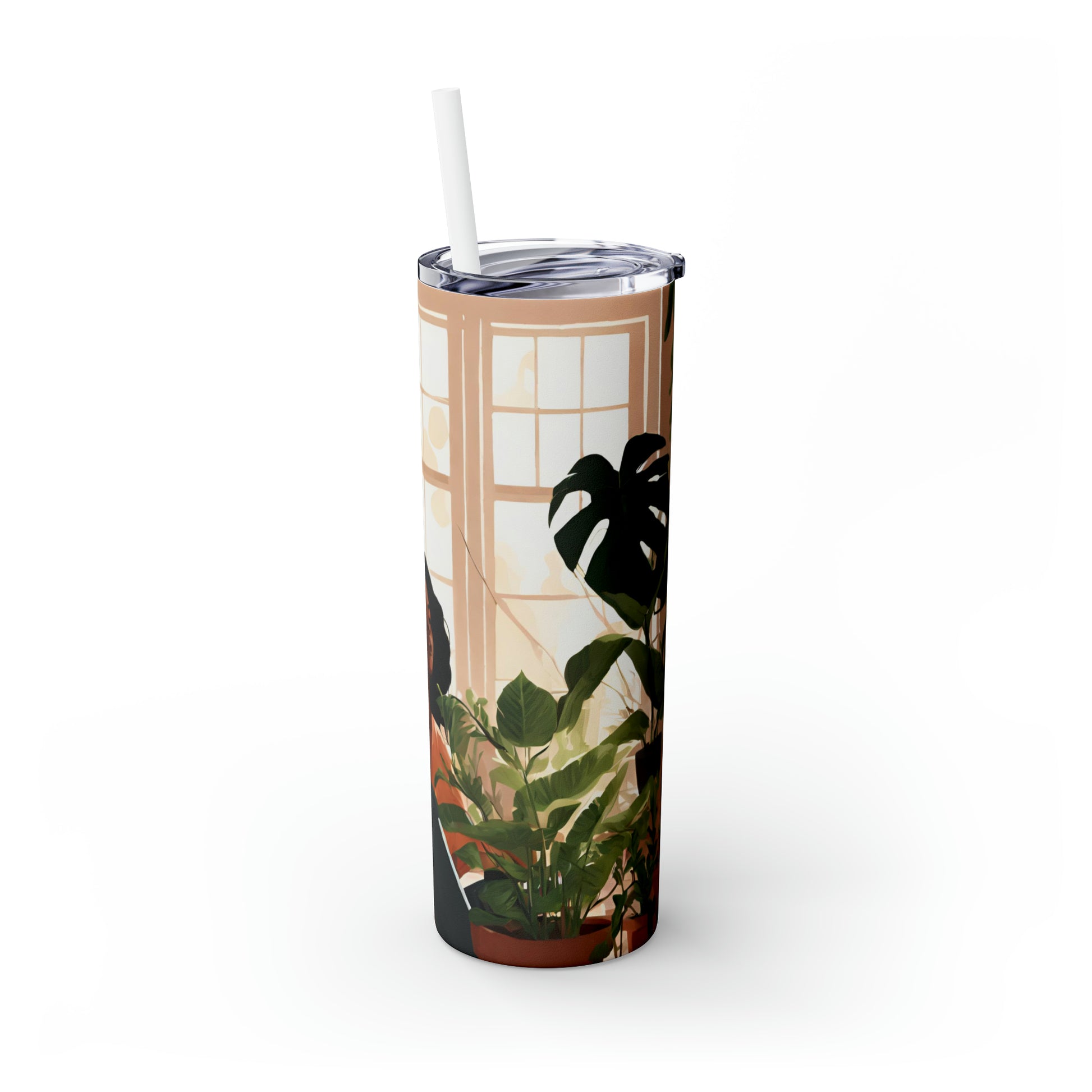 Black Girl in plant room 20oz Skinny Tumbler - TSHIRTLA20