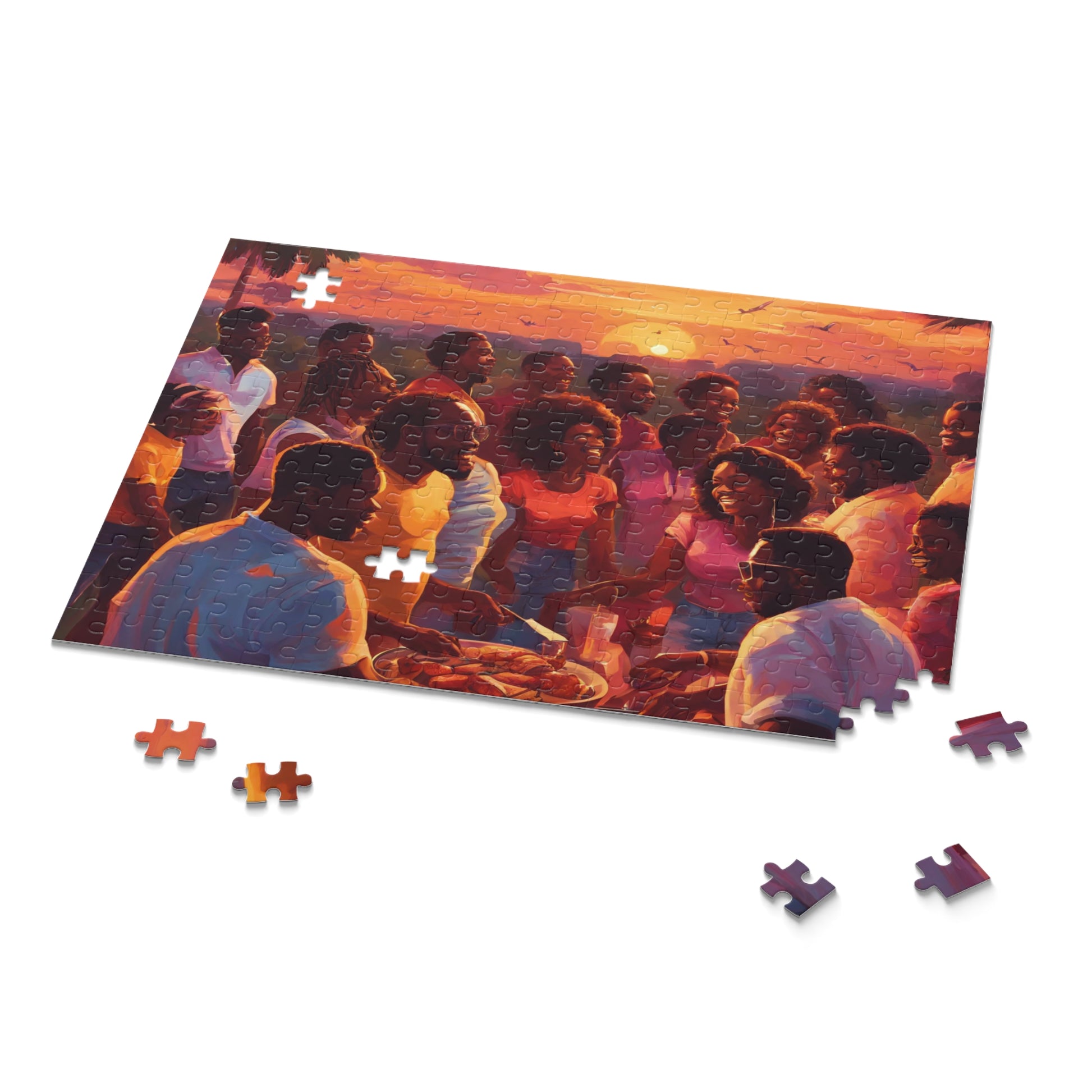 Colorful black family BBQ Puzzle - TSHIRTLA20