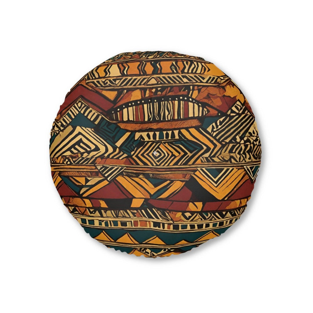 African tribal print Tufted Floor Pillow, Round - TSHIRTLA20