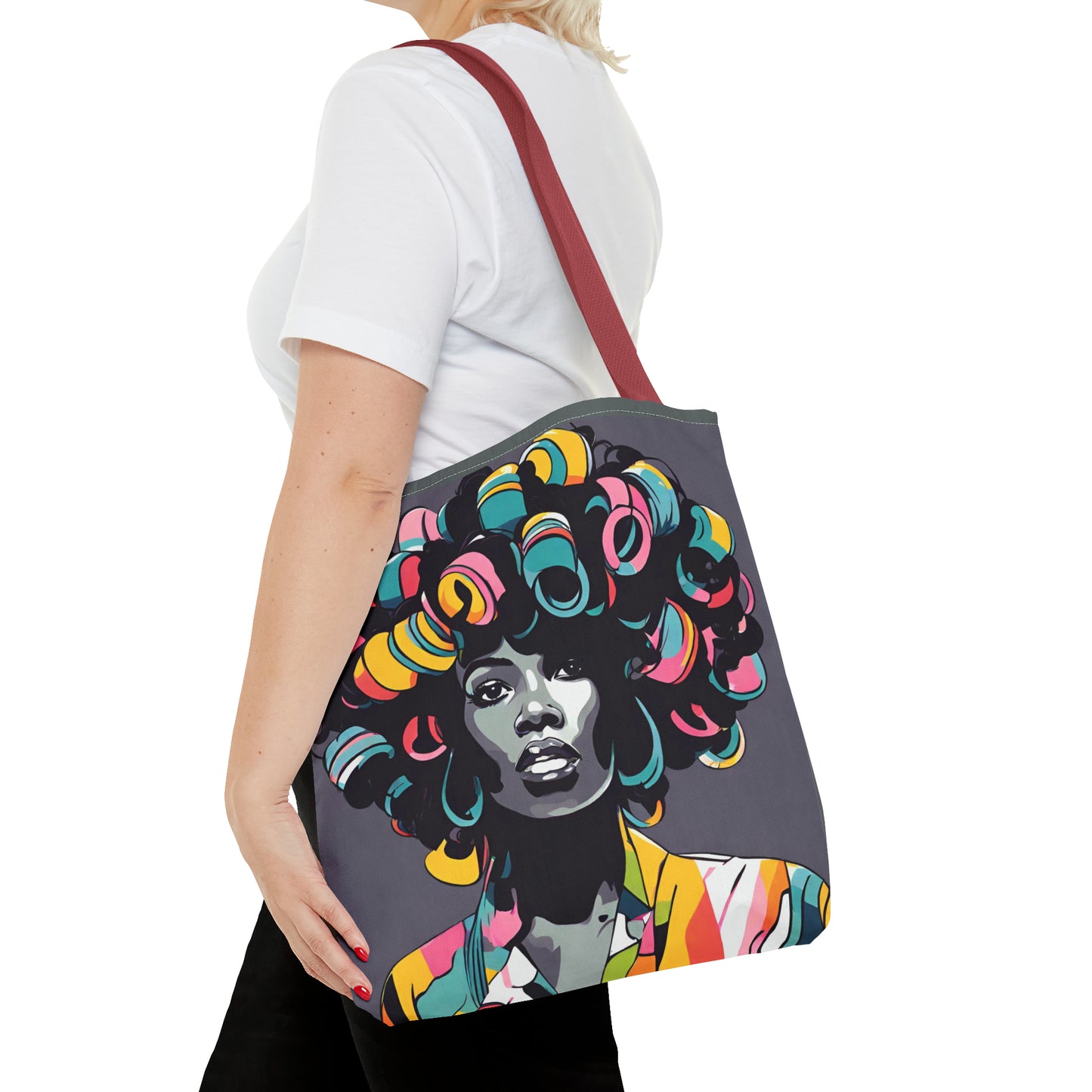 Lady with Hair Curlers Tote Bag