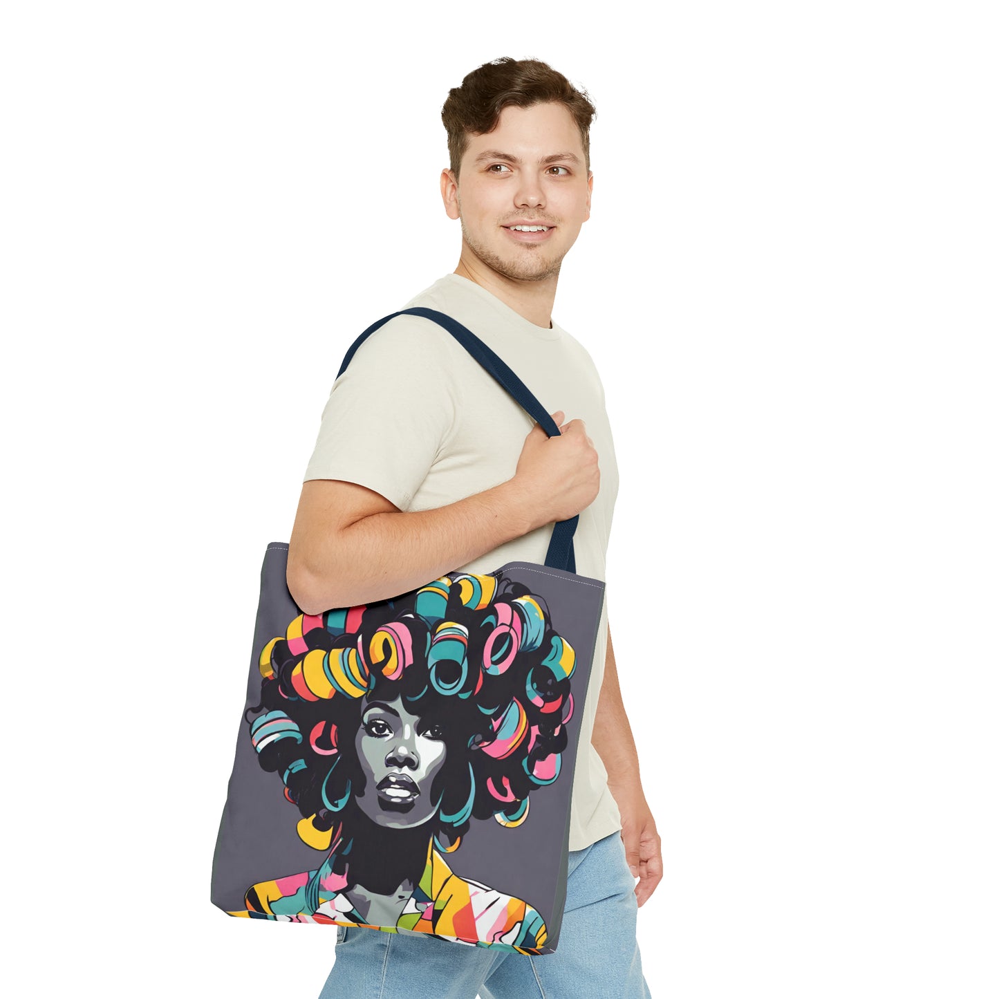 Lady with Hair Curlers Tote Bag