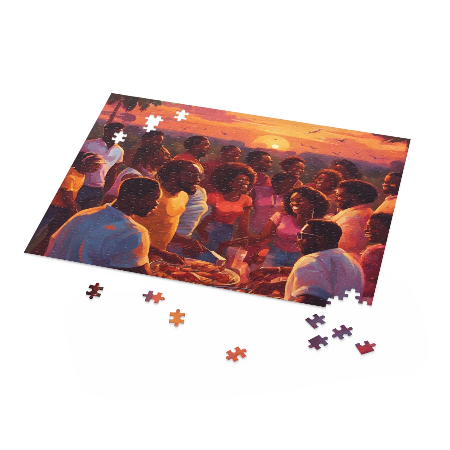 Colorful black family BBQ Puzzle - TSHIRTLA20