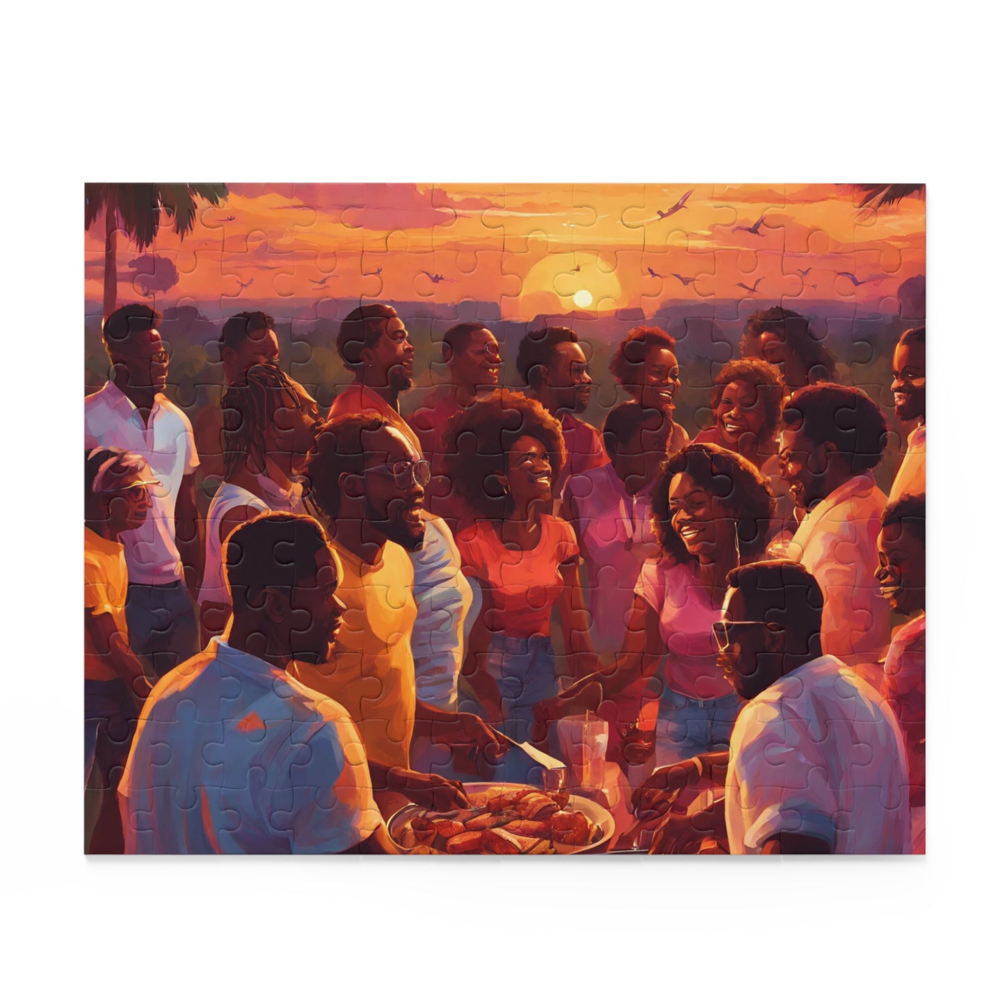 Colorful black family BBQ Puzzle - TSHIRTLA20