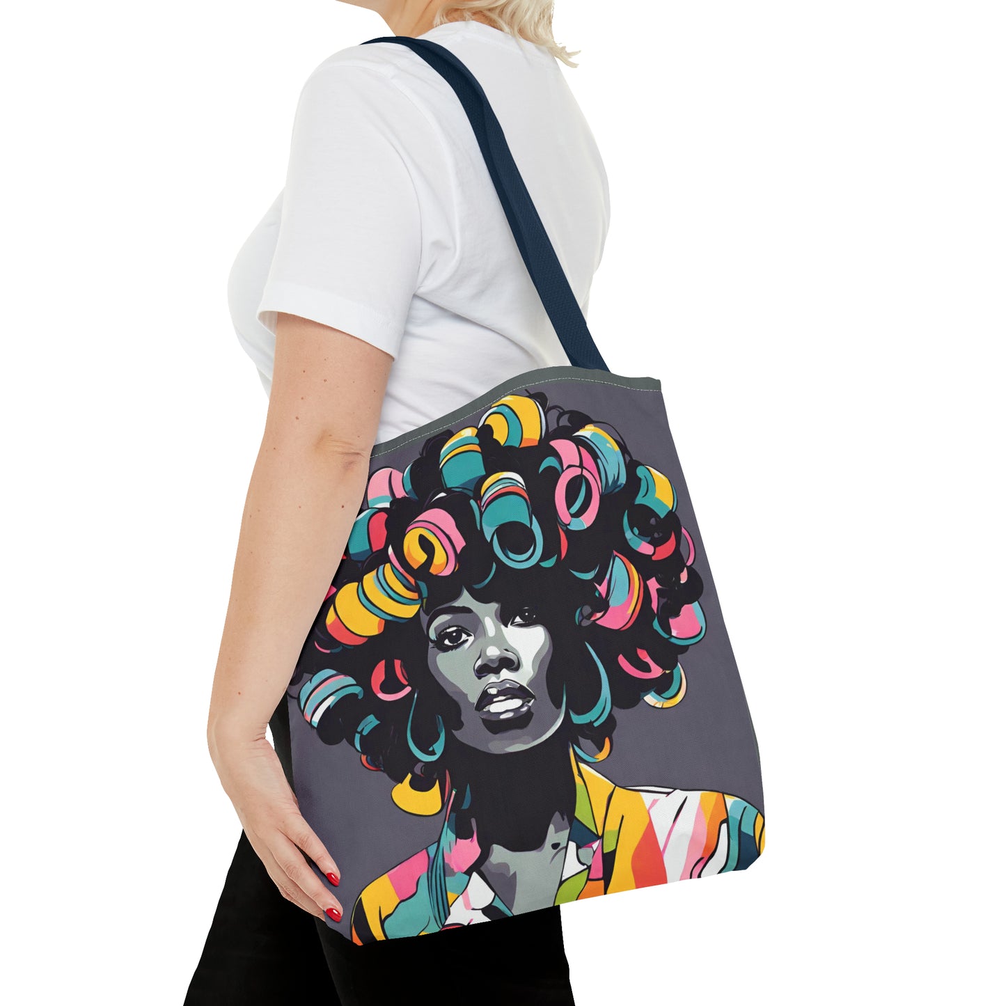 Lady with Hair Curlers Tote Bag