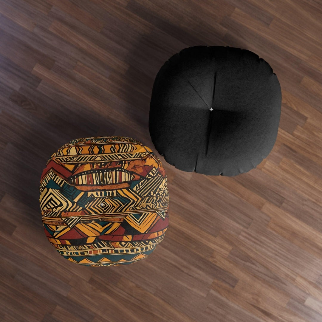 African tribal print Tufted Floor Pillow, Round - TSHIRTLA20