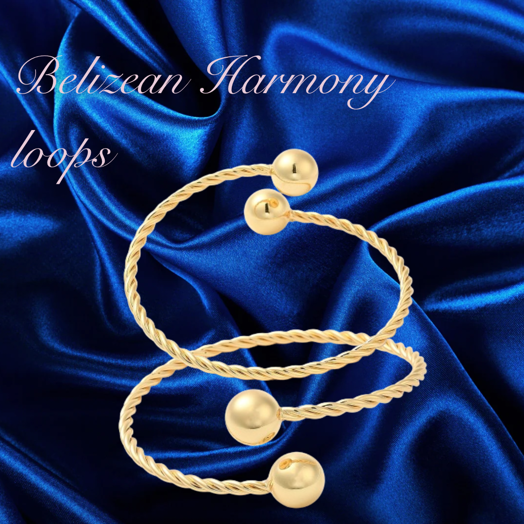 Belizean Harmony loops bangles (pair) 18k Gold Plated.