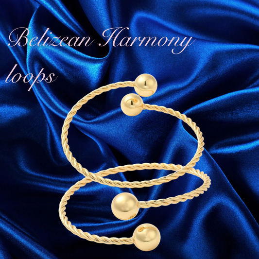 Belizean Harmony loops bangles (pair) 18k Gold Plated.