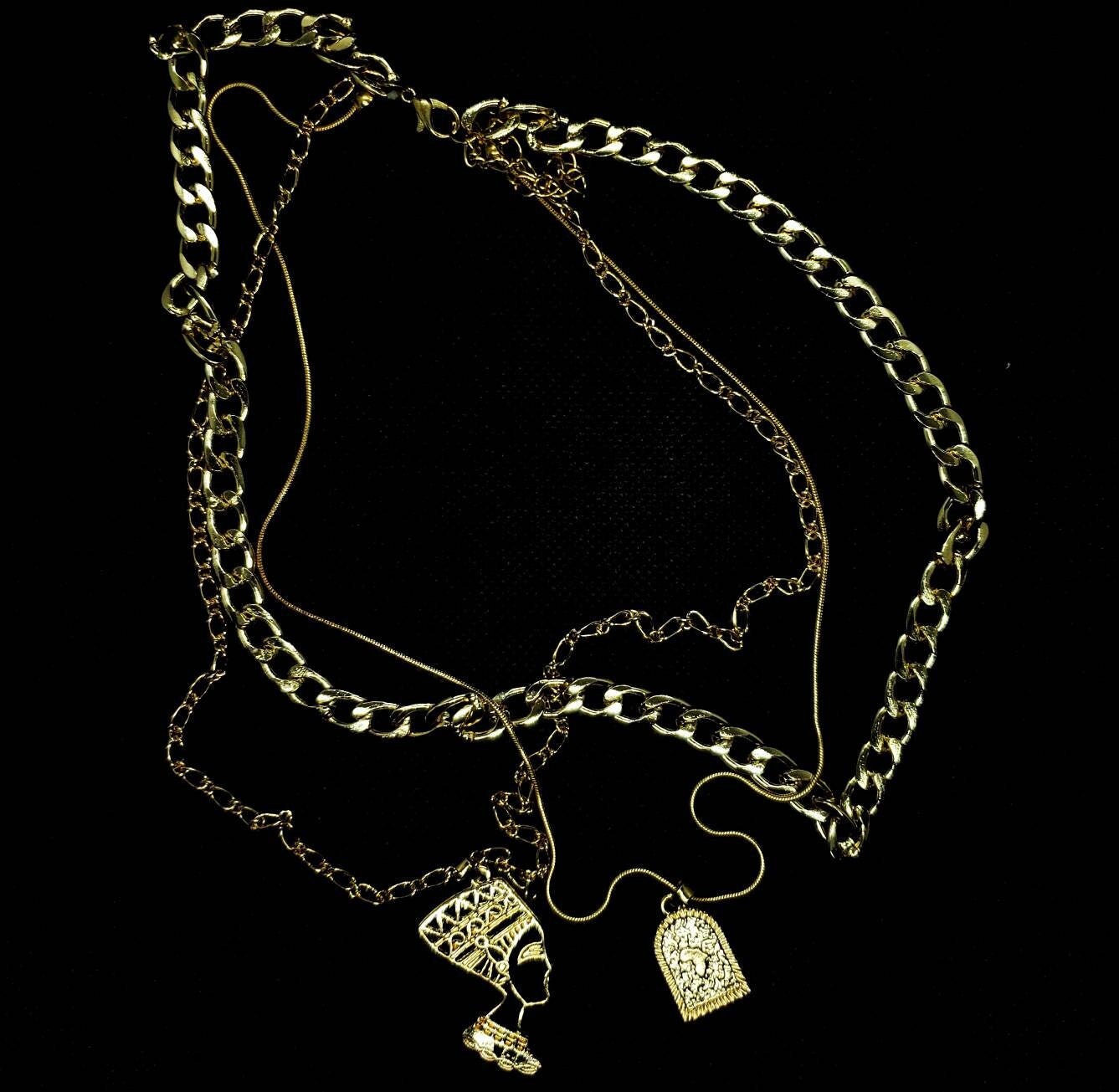 Nefertiti three strand necklace. - TSHIRTLA20