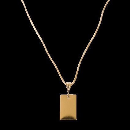 Minimalist rectangle necklace. 45 cm long. Stainless steel gold plated. - TSHIRTLA20