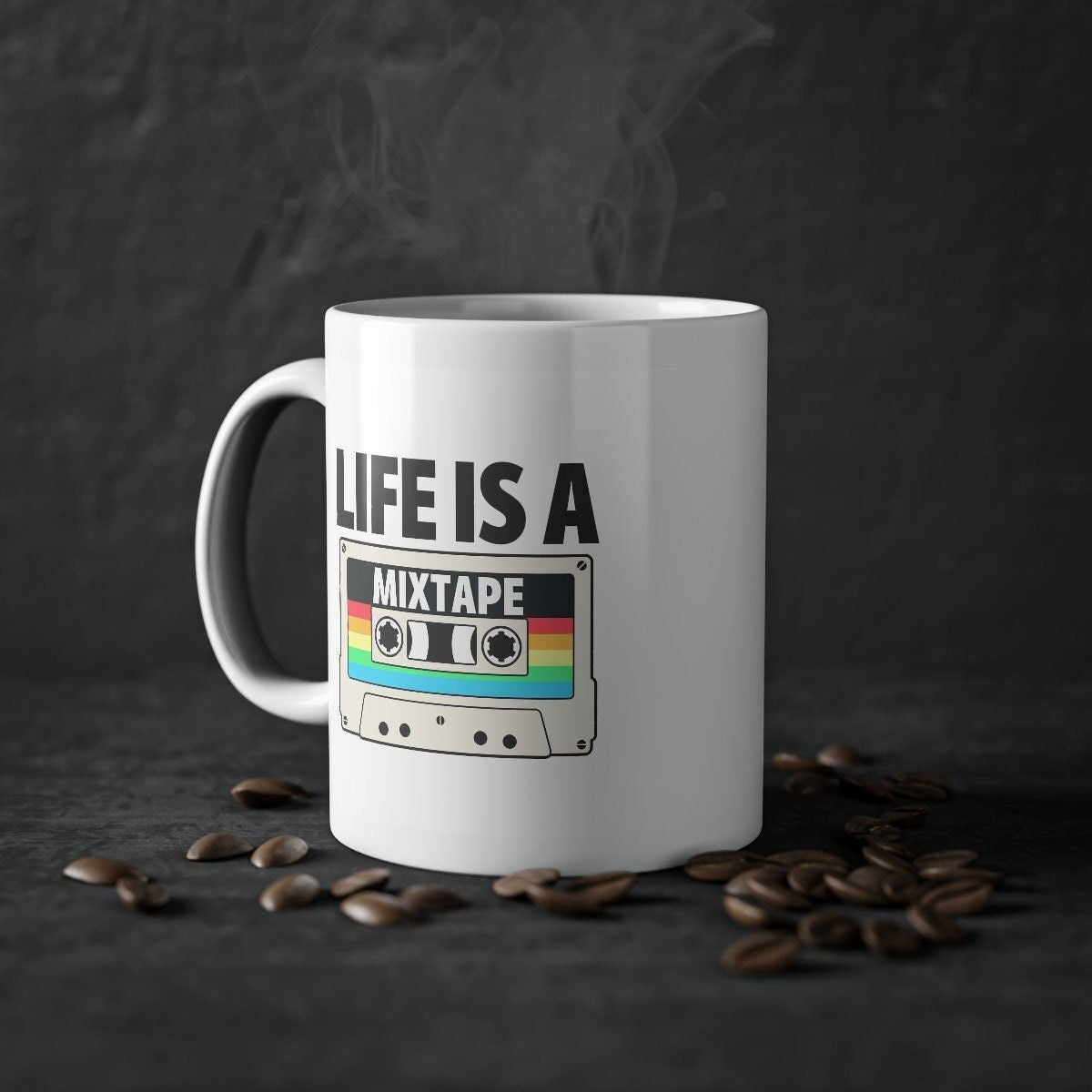 Life is a mixtape coffee mug - TSHIRTLA20