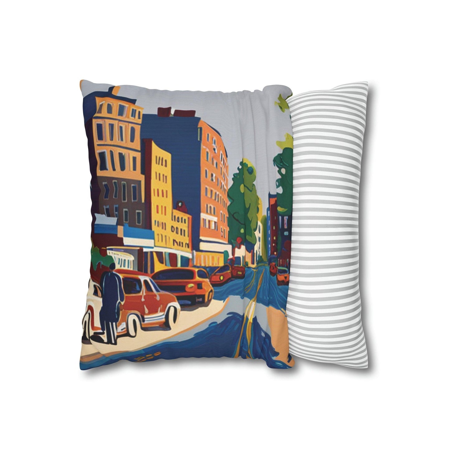 New York City Street Spun Polyester Pillowcase - TSHIRTLA20