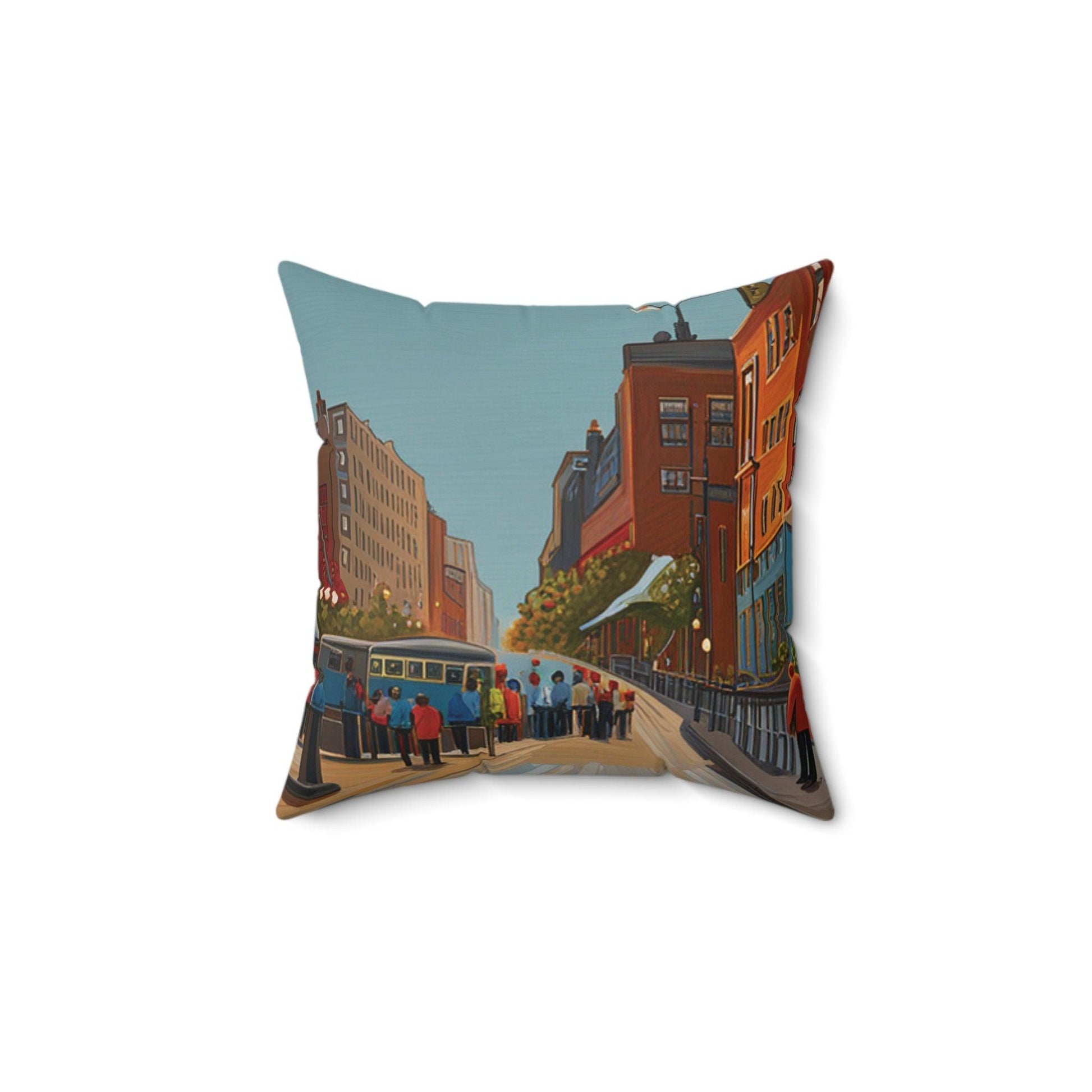 New York Street Spun Polyester Square Pillow - TSHIRTLA20