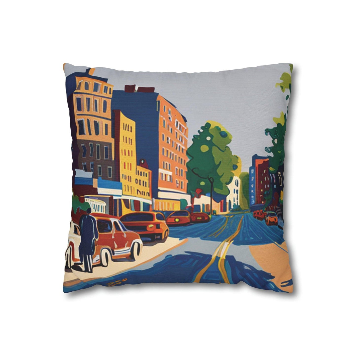 New York City Street Spun Polyester Pillowcase - TSHIRTLA20