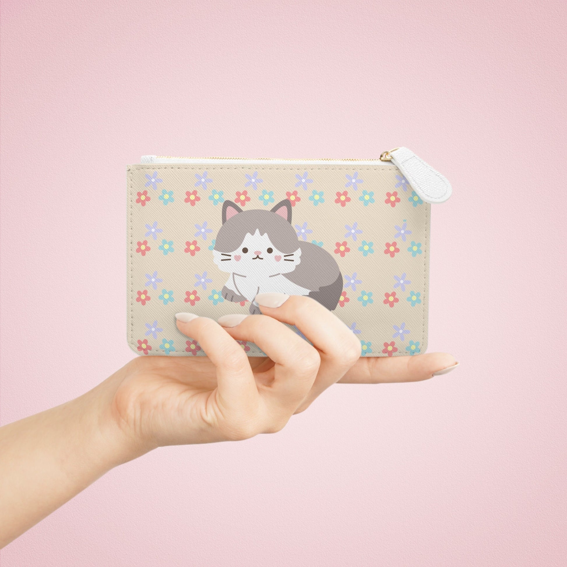 Cat and Flowers Mini Clutch Bag - TSHIRTLA20