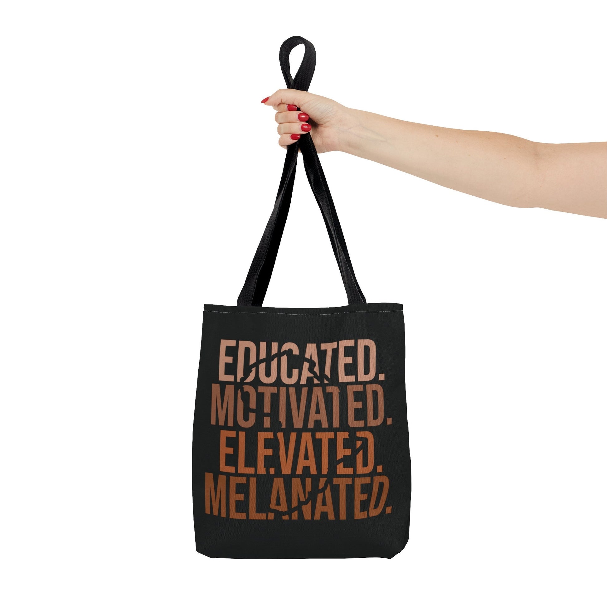 Educated Motivated Elevated Melanated Black Tote Bag Small - TSHIRTLA20