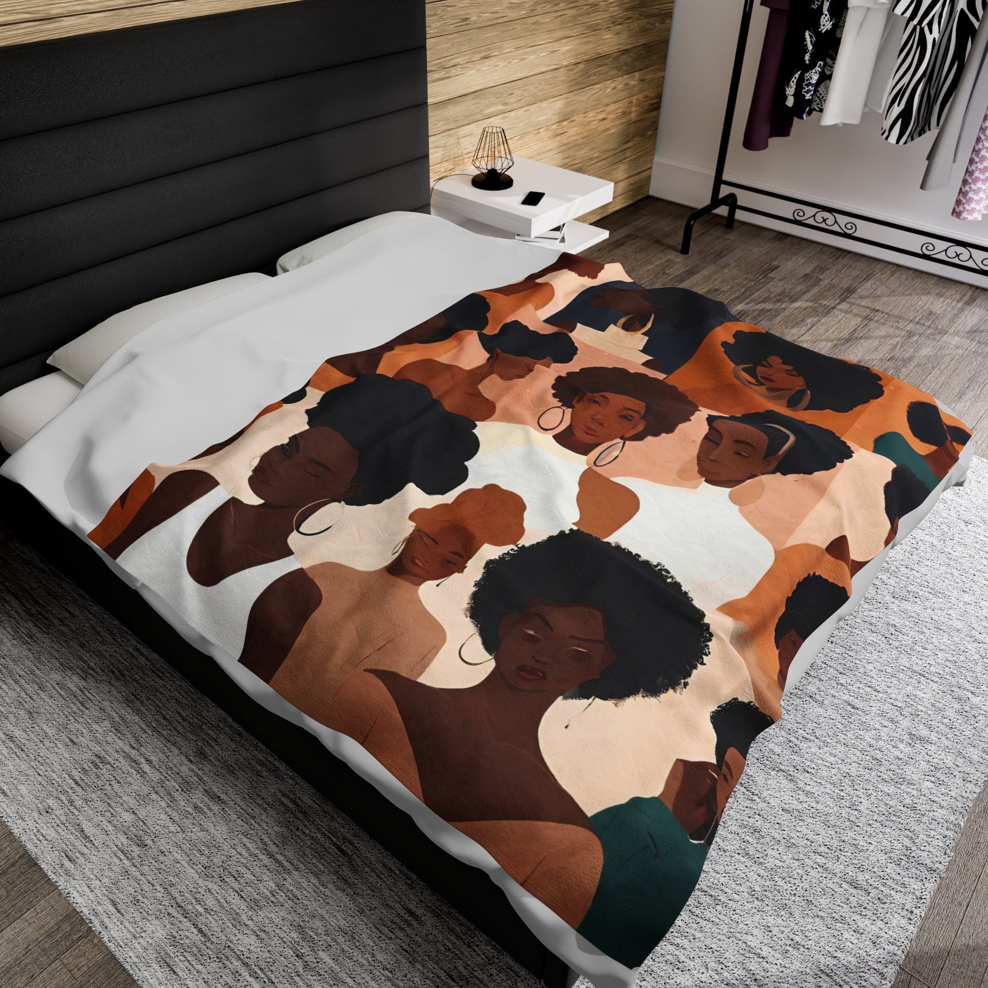 Black hairstyles Velveteen Plush Blanket - TSHIRTLA20