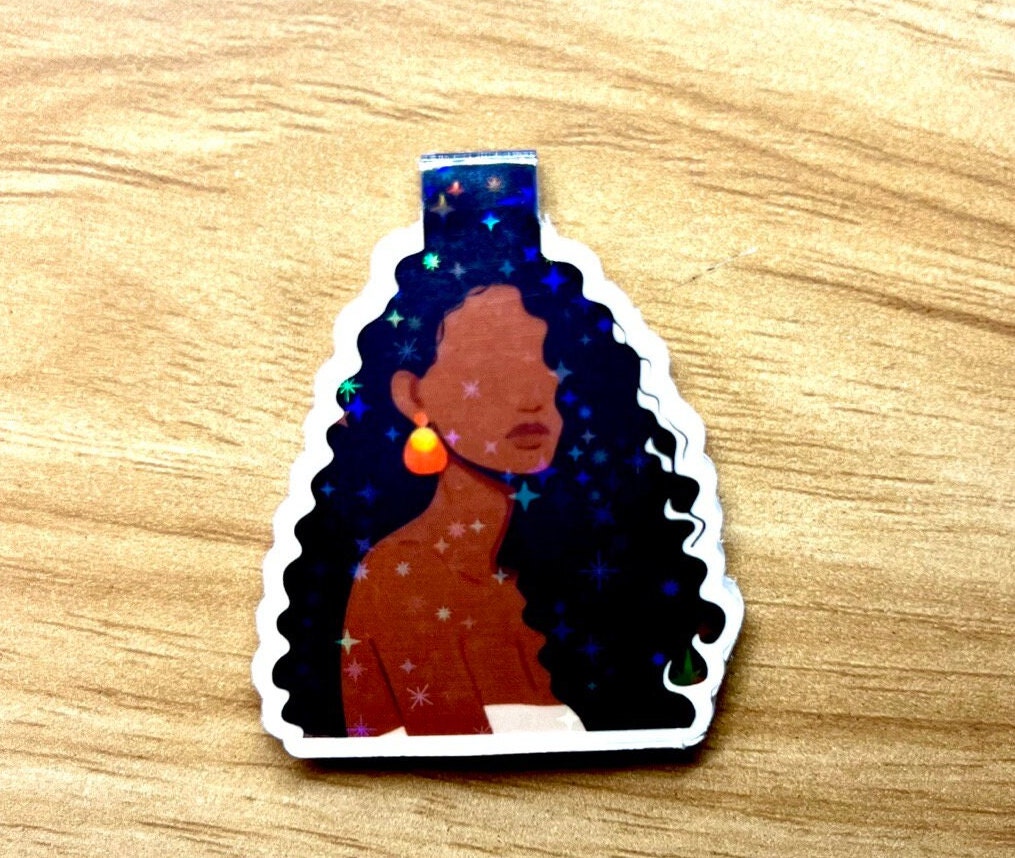 Black Girl Holographic Foldable Magnetic Bookmark - TSHIRTLA20